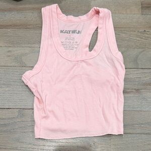 Katie J NYC Soft Pink Ribbed Tank Top